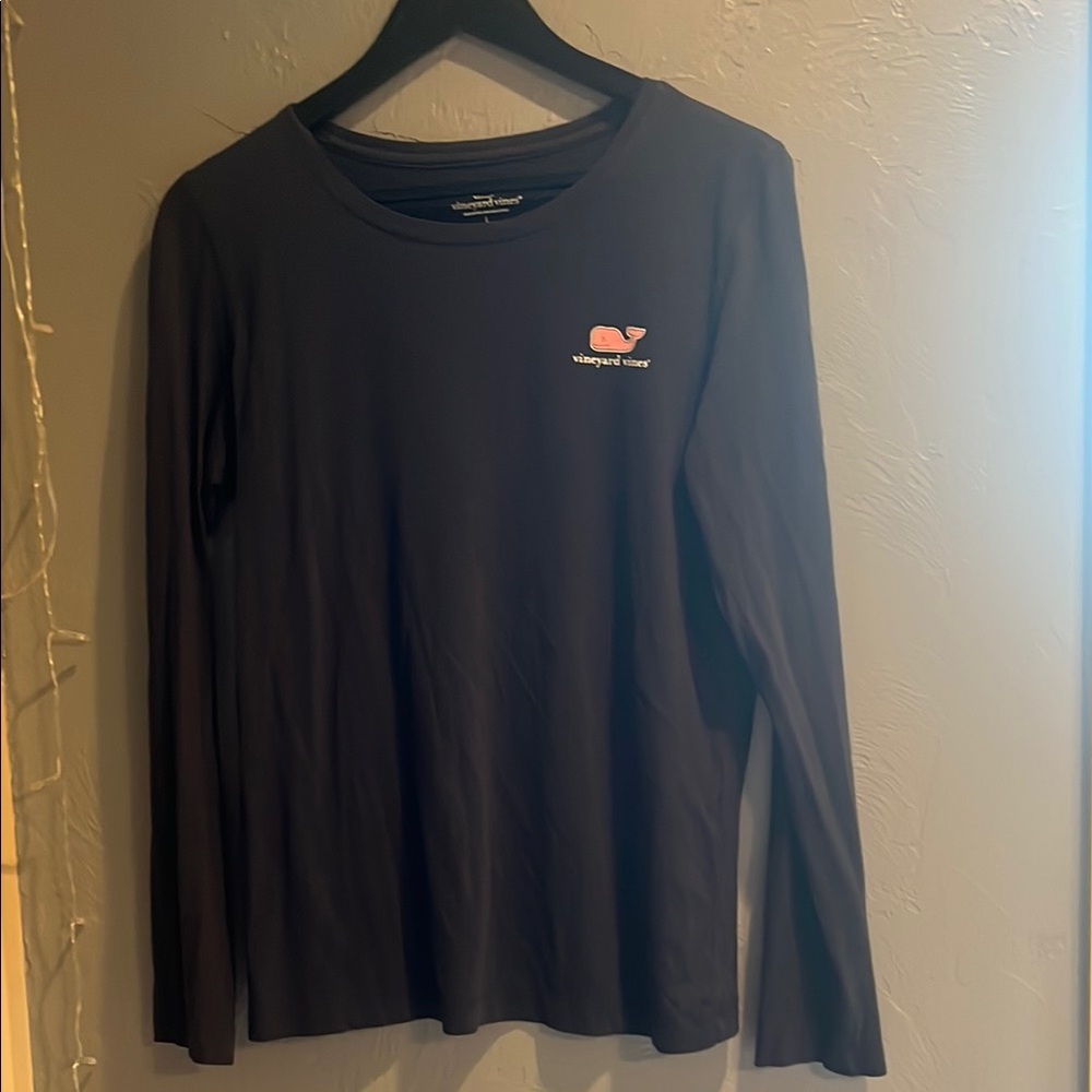 Vineyard Vines Dark Blue Long Sleeve with Pink Logo